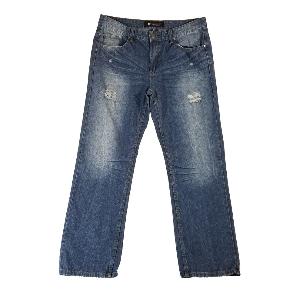 Enyce Sean Combs jeans men's 38x32 relaxed fit straight blue denim pants distres